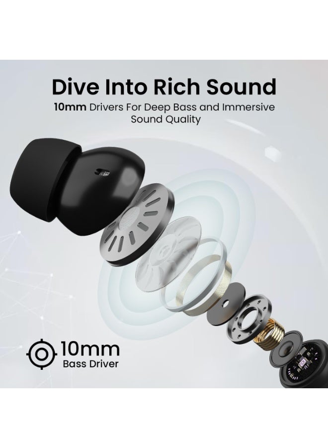 Portronics Harmonics Twins S16 in Ear Wireless TWS Earbuds with 24 Hrs Playtime, Clear Calls, Game & Music Mode, Low Latency, Bluetooth 5.3v, LED Display, Type C Fast Charging(Black) - Image 3